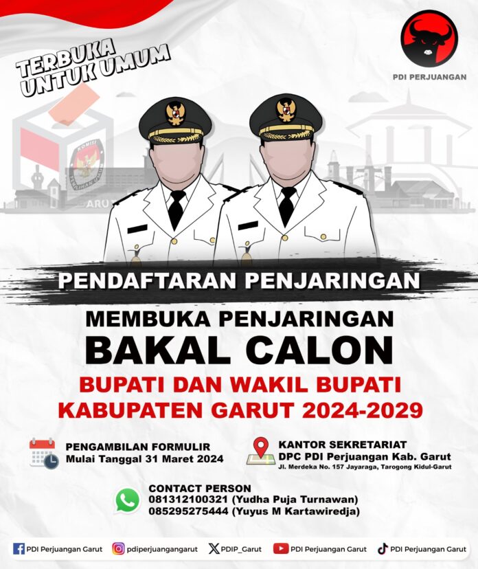IMG-20240401-WA0021 PDIP Garut Buka Pendaftaran Balon Bupati,dibuka umum termasuk kalangan Jurnalist,Yang terpenting figurnya harus memiliki komitmen untuk memperbaiki Kab Garut kedepanya